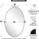 ANDY STAR Oval Bathroom Mirror, 24" x 36" Chrome Stainless Steel Metal Frame Vanity Mirror for Over Sink with Adjustable Tilting Design, Pivoting Mirror for Modern Wall Decor