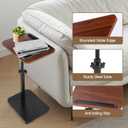 Adjustable C Table End Table, Height Adjustable 360° Swivel TV Tray Table for Small Spaces, Sofa Bedside Laptop Side Table That Slides Under Couch, Living Room & Bedroom (Natural Wood/White)