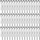 100 Pieces Forks and Spoons Silverware Set Stainless Steel Flatware Cutlery Set Dinner Forks and Spoons Mirror Polished Dishwasher Safe Utensil for Kitchen Restaurant or Home