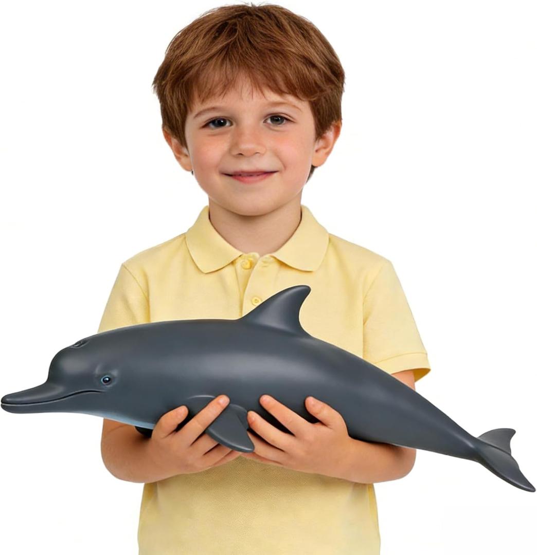 SmilerSmile Simulated Ocean Big Animal, One pc 15 Inch Soft Filled Rubber Sea Educational Toys (Dolphin)