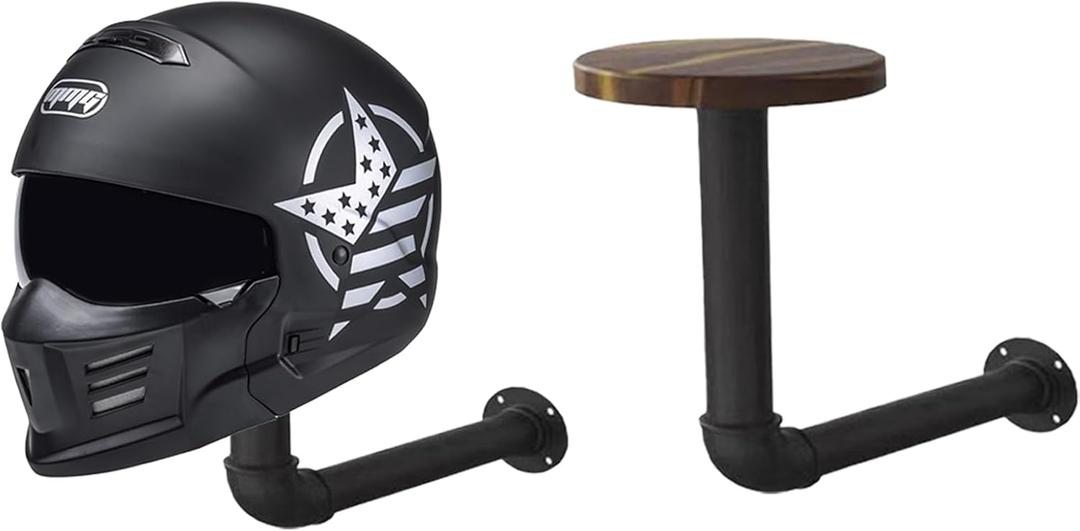 Motorcycle Helmet Holder,Helmet Holder Wall Mount Easy Storage for Motorcycle Helmets,Hats, Baseball and Rugby Helmets (Black 2-pack)