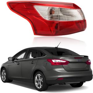 Tail Lights Assembly Compatible with Fo-rd Focus Sedan 2012 2013 2014, [Bulbs Included] Right/Passenger Side, Taillight Rear Lamp Assembly, Red Lens
