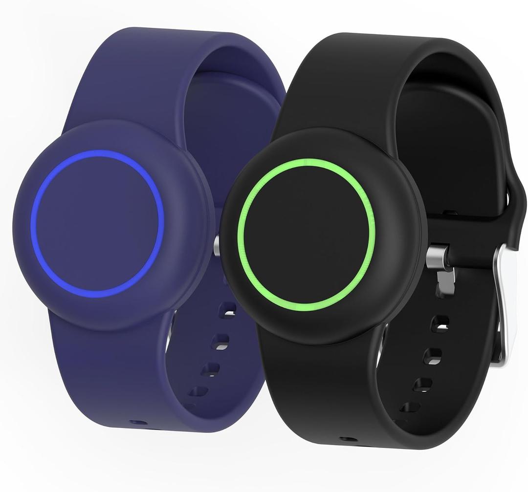 [2-Pack] Bracelet for AirTag 2nd Gen (2026) & 1st Gen, Hidden Holder for Air Tag Kids, [Full Protective Cover] [Adjustable] Anti Lost Wristband for Child, Boys, and Girls (Black+Dark Blue)