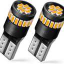 AUXITO 194 LED Bulb Amber Yellow 168 2825 W5W T10 Wedge 24-SMD 3014 Chipsets Replacement Bulbs for Car Dome Map License Plate Courtesy Step Lights (Pack of 2)