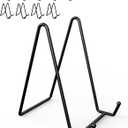 Lzerking 10 Packs Display Stands for Plate, 6 Inches Black Plate Stands for Display, Metal Plate Holder Picture Stand for Picture, Decorative Plate, Book, Photo