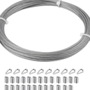 SIDAZON 1/16 inch Stainless Steel Wire Cable,100FT,Aircraft Cable Wire Rope Marine Grade, Length 7x7 Strand Core with Aluminum Sleeves and Thimbles