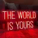 Neon Sign The WORLD IS YOURS 23.6 x 12.2 in 3D Personalized Neon LED Lights Neon Sign Bedroom Bachelorette Party Birthday Favors for Wall Decor Pink Room Decor or Christmas Neon Bar Signs