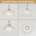  1 Piece Brushed Nickel Chandelier Light Fixtures with Crystal Glass Shade,Brushed Nickel Finish Pendant Light,Hanging Light for Dining Room,Hallway,Living Room,Bedroom
