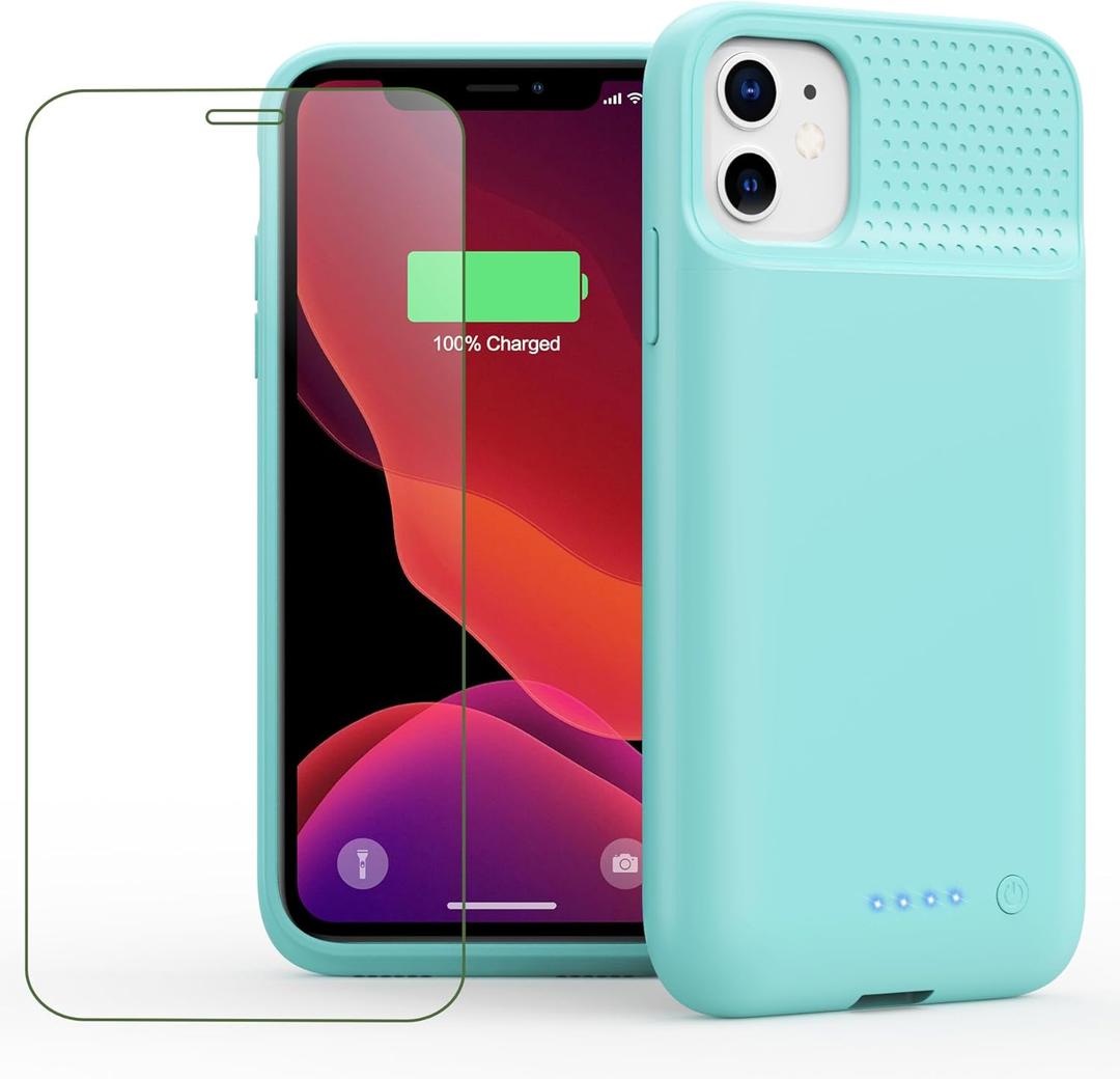 Feob Battery Case for iPhone 11/XR, [2026 Upgraded] 7500mAh Slim Portable Smart Charging Case Rechargeable Protective Extended Charging Cover for iPhone 11/XR-Green