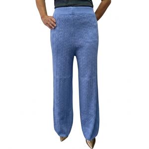 Women's Knit Wide Leg Pants, Cable Pattern, Elastic Waist, Avalible in 4 Colors. Pink, Grey, Blue, Black. Free Size. One Size