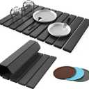 Large Stone Dish Drying Mat for Kitchen, Collapsible Diatomaceous Earth Drying Pad, Ultra Absorbent Instant Dry Kitchen Countertop Mat for Dishes, Bottles & Cups, Space-Saving, Fits Any Dcor, 24"16" (Dark Gray)