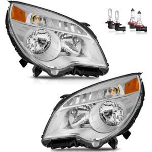 Headlights W/Bulbs for 2010-2015 Chevy Equinox LS/LT Model Headlamp Replacement Driver & Passenger Side