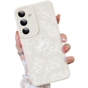 OOK Galaxy S25 Plus Case Cute Flower Floral Design for Girls Women Soft TPU Camera Lens Protective Phone Cover Designed for Samsung Galaxy S25 Plus White