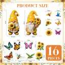Flutesan 16 Pcs Summer Sunflower Gnome Garage Decoration Magnet Sticker, Large Gnome with Sunflower Magnetic Garage Door Decorations for Summer Party Home Decor