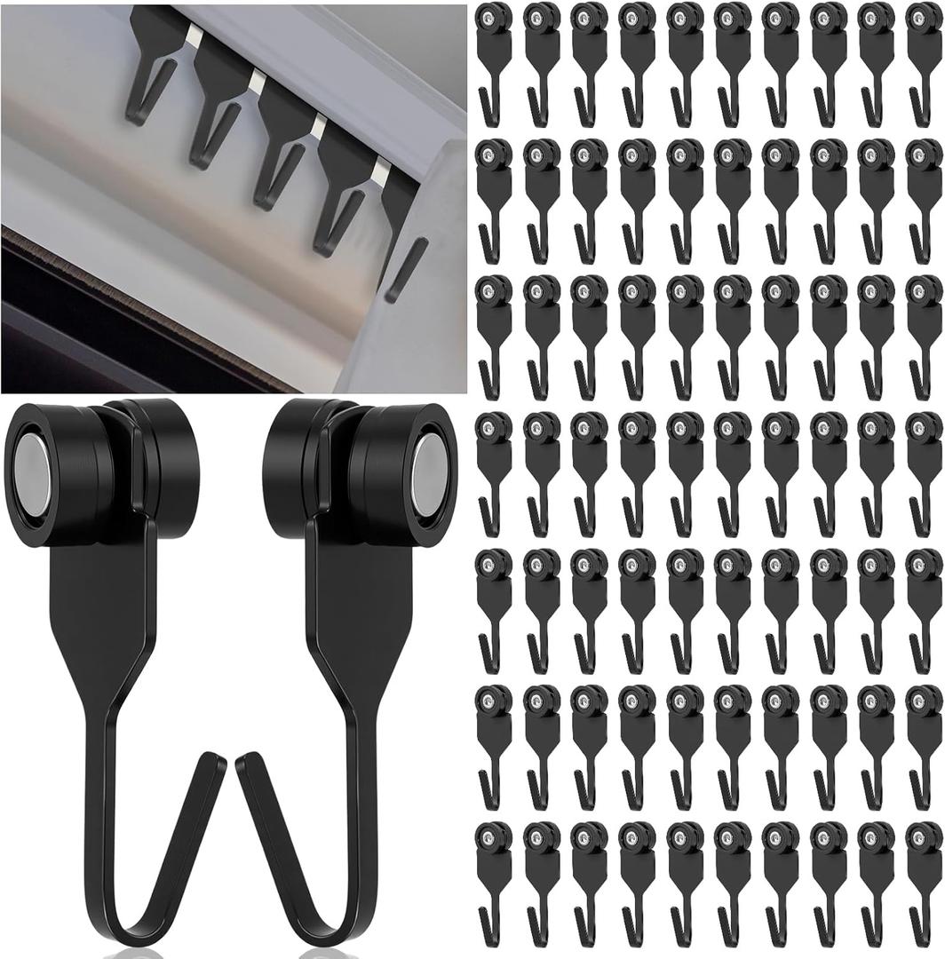 AceOrbit 100 Pcs Gazebo Curtain Hooks Metal Mosquito Netting Track Hook Black Plastic Wheel Ceiling Small Gazebo Replacement Accessories for Spring Summer Outdoor String Lights Garden Pergola Awning