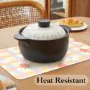 LilyCat Faux Leather Placemats Set of 4, Waterproof Oil-Proof Dining Table Mats for Kitchen, Indoor & Outdoor Heat Resistant Wipeable PU Place Mats, 18 12, Strawberries and Small Flowers