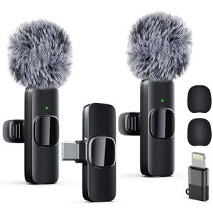 Professional Wireless Lavalier Lapel Microphone for iPhone, iPad, mini Video Recording Mic forInterview Video Podcast Vlog YouTube&Livestream, Noise Reduction, Plug &Play