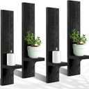 4 Set Wooden Wall Candle Holder Sconces Mount Decorative Holders Decor Rustic Hanging Shelf Living Room Decoration for Farmhouse Bathroom Bedroom Vase Living Room(Black)