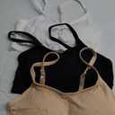Blulu Mini Camisole Bra Wireless Padded Bra with Adjustable Straps for Women Girls (Small, Black White Nude)