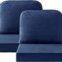 Outdoor Cushions for Patio Furniture Set of 2, 24"x24" Water Repellent Chair Cushions Removable Seat Bottom & Back Cushion Covers for Chair, Sofa, Couch, Navy