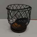 Chicken Egg Basket for Gathering Fresh Eggs with Metal Handle, Wire Egg Collecting Basket with Wooden Base, Round Egg Holder Countertop, Vintage Rustic Farmhouse Kitchen Decor Fruit Storage