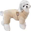 Tangpan Dog Fuzzy Velvet Pajamas, Plush Onesie Soft Dog Winter Clothes for Small Dogs, Pet Puppy Jumpsuit, Doggy Apparel Brown Medium