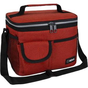 opux Insulated Lunch Box for Men Women Kids, Leakproof Reusable Lunch Bag Cooler for Work School Office, Soft Thermal Lunchbox Tote with Shoulder Strap for Boys Girls Adults, Heather Red, 14 Can/8L