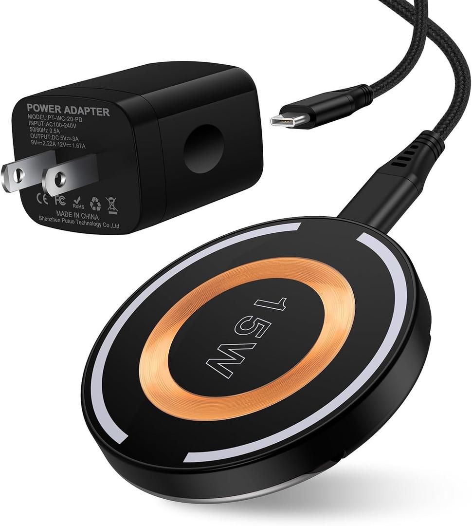 2 x Samsung Wireless Charger Fast Charging Pad 15W Magnetic Charger for Samsung Galaxy S25 Edge/S24/S23/S22/S21/S20/Pixel 10/9a/8a/8,MagSafe Charger Stand with 20W Charger Block for iPhone 17/16/15/14/13