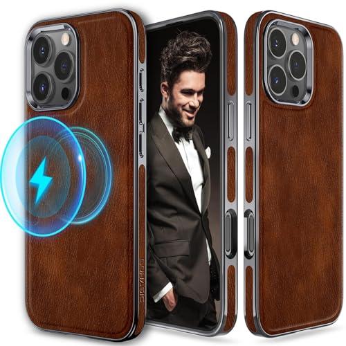 LOHASIC Designed for iPhone 16 Pro Leather Case, Strong Magnetic Business Style Compatible with MagSafe Luxury Classic Protective Cover 6.3 inch 2024, Dark Brown