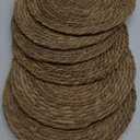 Set of 6 Round Woven Placemats - 12 Inch Natural Boho Rattan Wicker Table Mats for Home Dining Table