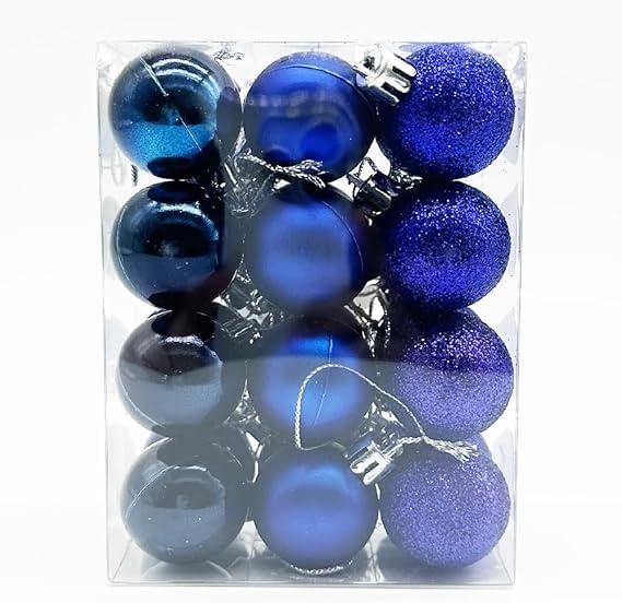 24pcs Christmas Tree Balls Xmas Decoration Ornaments Christmas Ball Ornaments 3cm (Blue)