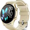 WalkerFit Smart Watches for Women with Bluetooth Calling, Round Smart Watch Compatible with Android iPhone, Fitness Tracker with Heart Rate/SpO2/Sleep Monitor, 120+ Sport Models,IP67 Waterproof, Gold