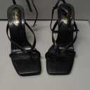 Elisabet Tang Womens Square Toe Heeled Sandals,4.3 inch Square Toe Thong Strappy Ankle Strap Stiletto Heel Sandals Wedding Dress Party Shoes (6, Black)