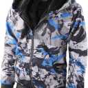 OHSNMAKSL Boys Fleece Jacket Kids Winter coat Girls Sherpa Lined Zip Up Hoodie Warm Sweatshirt School Hooded Outerwear (10-12, Blue Camouflage)