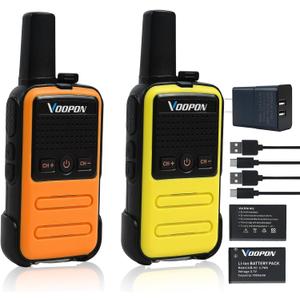 Rechargeable Mini Walkie Talkies C56TB for Adults Two Way Radios Long Range Compact Transceiver with USB C Charger for Family Hiking Camping Cruising Skiing Shop (2-Pack)