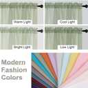 Light Green Sheer Curtains for Bedroom Living Room 45 Inch Length 2 Panels, Soft Airy Light Filtering Small Kitchen Window Curtains, Rod Pocket Short Curtain Drapes, 42" Wx45 L Inches