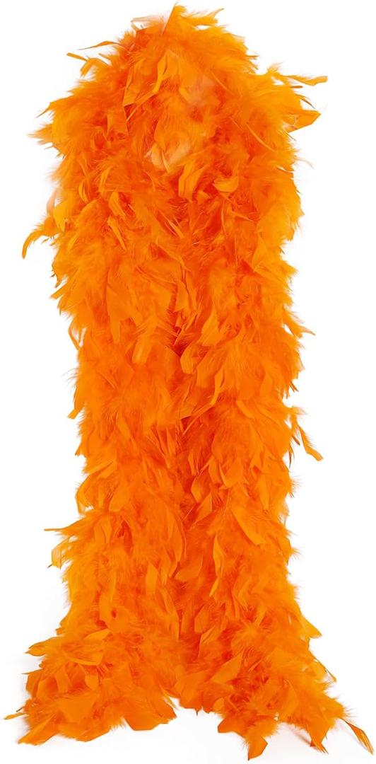 THARAHT Chandelle Feather Boa 19 Color-38g/55g100g 2Yard Dancing Wedding Party Halloween Costume Decoration Feathers boa (Orange)