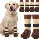 PICK FOR LIFE Non Slip Dog Socks with Grippers Prevent from Licking Paws, Anti-Slip Dogs Grip Socks for Senior Dogs on Hardwood Floor(Tea Coffee, 2 Pairs, XL)