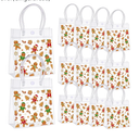 Sweetude 24 Pcs Clear Gift Bags with Handles 6.3 × 5.9 × 2.7 Inches PVC Reusable Totes for Party Favor(Gingerbread)