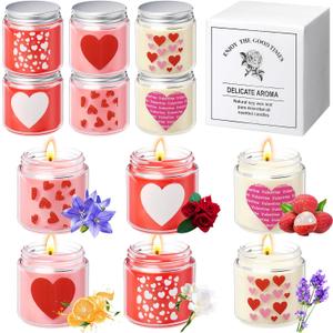 Sumind 12 Pcs Valentine's Scented Candle Gifts for Her Girlfriend Wife Long Lasting Burning Aromatherapy Heart Candle for Men Husband Boyfriend Romantic Anniversary Candles Gifts Valentine Deco