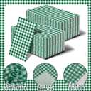 100 Pcs Green Gingham Napkins Disposable - Green and White Checkered Paper Napkins - Plaid Dinner Napkins for Birthday Picnic Wedding Golf Party Supplies