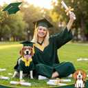 Dog Graduation Cap and Gown Set - 4Pcs Black Large Graduation Costume for Dogs and Cats with Gown, Cap, Stole, Glasses Comfortable Pet Cap and Gowns for 2026 Graduation Holiday Costume Party