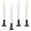 4 Pack Christmas Electric Window Candle Lights with Auto Sensor,Dusk to Dawn,9 Inch Plug in Candle Lamps with Nickel Plated Base,0.6W LED Bulbs for Christmas Decor