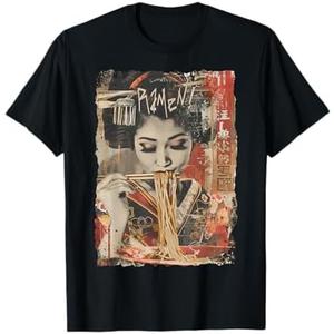 Japanese Ramen Noodles Otaku Y2K Fashion Kawaii Manga Anime T-Shirt L, White