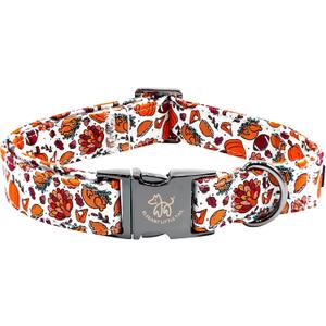 Elegant little tail Thanksgiving Dog Collar, Turkey Dog Collars Pet Pumpkin Girl Boy Puppy Cotton with Metal Buckle Adjustable Pet Collars for Large Dogs (Large (Pack of 1))