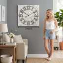 EMAX HOME Large Farmhouse Wall Clock – 24 Inch White Square Rustic Wooden Clock with Decorative Reversible Wooden Sign, Perfect for Any Space and Ideal Gift