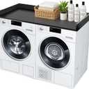 ROYXEN Washer Dryer Countertop, Laundry Countertop Solid Wood Core, Countertop for All Front-Loaded Washing Machine and Dryer, Extra Room for Laundry Room, Black