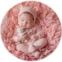 Zeroest Newborn Bear Photography Outfit Girl Boy Bear Hat Photo Picture Props Baby Phootshoot Knit Footed Romper Bonnet 2PCS