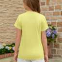 ZDC Girls Short Sleeve T Shirts Kids Summer Basic Tee Crewneck Cute Tops | Cute Tops, Solid Color, School Shirt, 5-14 Years (Yellow)