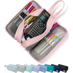 SPACEMATE Pencil Case Pouch Box Bag School Supplies Girls Boys Kids, Cute Preppy Stuff Big Capacity Aesthetic Pen Organizer, Back to College Stationary, Pink, Extra Large Style, 2300ml